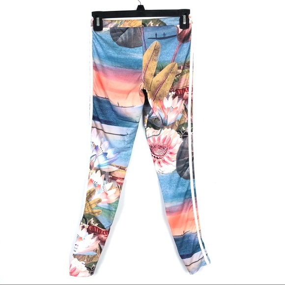 ADIDAS CURO D’AGUA PRINT 3 STRIPE LEGGINGS SIZE XS - Picture 2 of 8